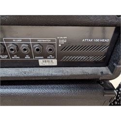 Hughes & Kettner Attax 100 guitar amplifier head, serial no. A01-1221-20301900, together with a Hughes & Kettner FS-4 four-button foot pedal, head H27cm, W69cm