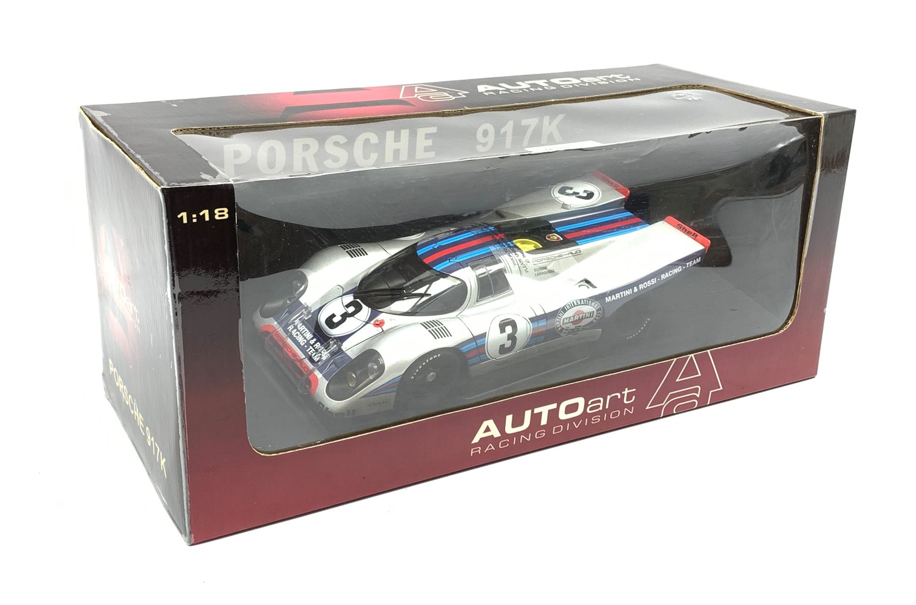 AUTOart Racing Division - 1:18 scale die-cast model of Porsche 917K Sebring Winner '71 Elford Larrousse, boxed