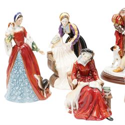 Royal Doulton limited edition set, King Henry VIII HN3350, and his six wives, comprising Catherine of Aaragon HN3233, Anne Boleyn HN3232, Jane Seymour HN3349, Anne of Cleves HN3356, Catherine Howard HN3449, and Catherine Parr HN3450 (7)
