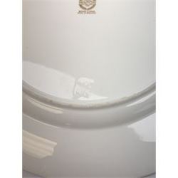 Large Minton cabinet plate, with central hand painted panel of Windsor Castle, signed A Holland, within a tooled gilt turquoise border, with impressed and printed marks and inscribed Windsor Castle beneath, D32cm