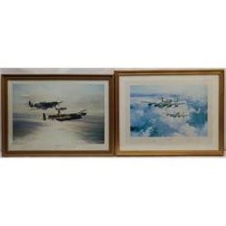 After Robert Taylor (British 1946-): 'Memorial Flight' 'The Lancaster VCs' and 'Lancaster', three colour prints signed by various pilots, max 43cm x 61cm (3)