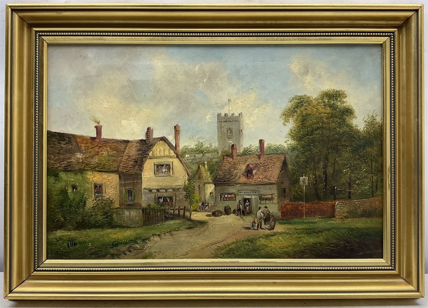 Alfred Henry Vickers (British 1834-1919): Rural Village Scenes, pair oils on canvas signed 28cm x 44cm (2)
