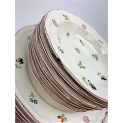 A Villeroy & Boch dinner wares decorated in the Petite Fleur pattern, comprising eight dinner plates, six salad plates, four side plates, eight bowls, two tureen and covers, one tea cup and saucer , coffee mug, open sucrier, and milk jug. 