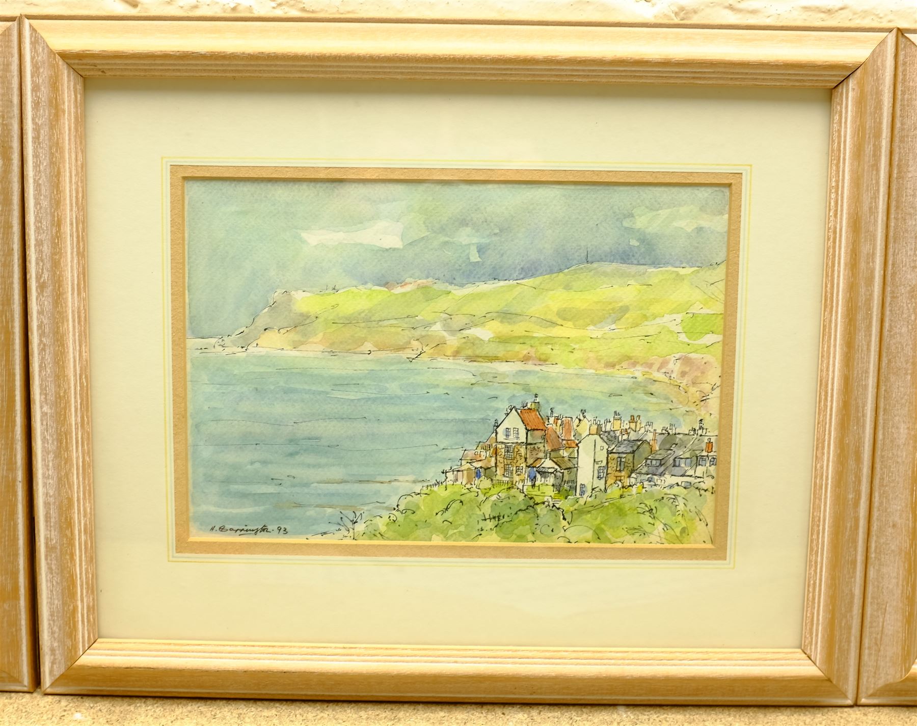 Hedley Carrington (British 20th century): 'Staithes', 'Sandsend' and 'Robin Hood's Bay', set three pen and watercolours signed and dated '93, titled verso 17cm x 25cm (3)