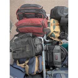 Large collection of camera bags and carry cases, including Lowepro, Town & Country, Nikon, Centon, Swordfish examples, in four boxes
