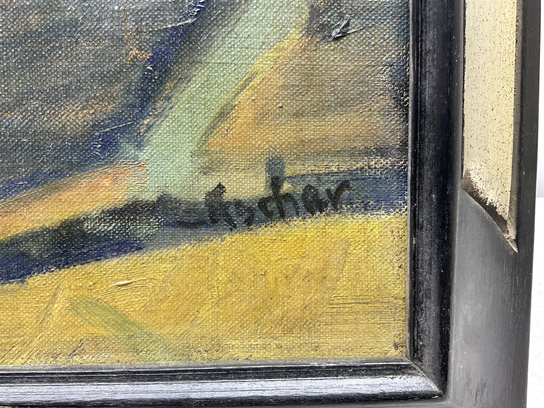 Georges Ascher (Polish 1884-1943): 'Two Washer Women', oil on canvas signed, titled and signed verso 40cm x 50cm
Notes: Ascher was a cousin of the painter Roman Kramsztyk. He studied architecture at the Warsaw University of Technology and then continued his studies in Germany. During the war, which set Poland against the Red Army (1919-1921), he joined the Polish army alongside Marshal Piłsudski, and was wounded during the battle of Lwow. After the Polish authorities decorated him, Ascher moved to Lwow and then to Warsaw. He married and became an architect. Moving to Paris in 1925 he devoted himself to art. In 1937, he left his apartment in Paris with his wife and daughter for La Ciotat, where he painted many landscapes. In 1943, Georges and his wife were arrested and sent to the Gurs internment camp. They were deported on convoy number 60 and were died in Auschwitz. Much of Ascher’s work was destroyed in his studio while he was arrested. 
Jewish Artists of the School of Paris 1905-1939 - From 1905 to 1939, Paris attracted artists from all over the globe as the capital of the art world. This period of artistic proliferation became known as the School of Paris, and includes a great diversity of artistic expression. Within the teeming art world centred on Montparnasse, one group set itself apart: Jewish artists from Russia, Poland, and Central Europe. Although their styles were diverse, they shared the common fate of fleeing anti-Semitic persecutions in their home countries. Some became famous in the 1920s, such as Soutine, Lipchitz, and Chagall, while others did not have the time or the luck to gain renown. Nearly half of these artists died in Nazi concentration camps.