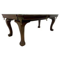 Riley - early 20th century mahogany snooker dining table, slate bed snooker table with dining leaves, on cabriole supports with ball and claw feet; together with accessories 