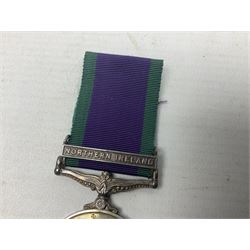 Elizabeth II General Service Medal with Northern Ireland clasp awarded to 24197417 Pte. S.P. Moylan R. Anglian; with ribbon