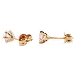 Pair of 18ct rose gold round brilliant cut diamond stud earrings, total diamond weight 0.80 carat, with World Gemological Institute Report