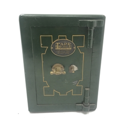 20th century cast iron Tapp & Toothill Ltd, Bradford safe, single door enclosing single drawer, painted green finish, W39cm, H52cm, D39cm