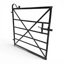 Georgian wrought iron single strapwork gate of small proportions, with scroll design and h...