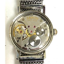 Zenith stainless steel gentleman's manual wind wristwatch, 17 jewels movement, Cal. 2542, on expanding stainless steel strap