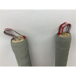 Two signed Yorkshire County cricket bats, from 2011 and 2012 seasons, bearing signatures including Adil Rashid, Andrew Gale, Ryan Sidebottom, Gary Ballance etc