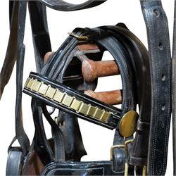 John McDonald - team set of black leather and brass harness, including four black patent leather collars (24