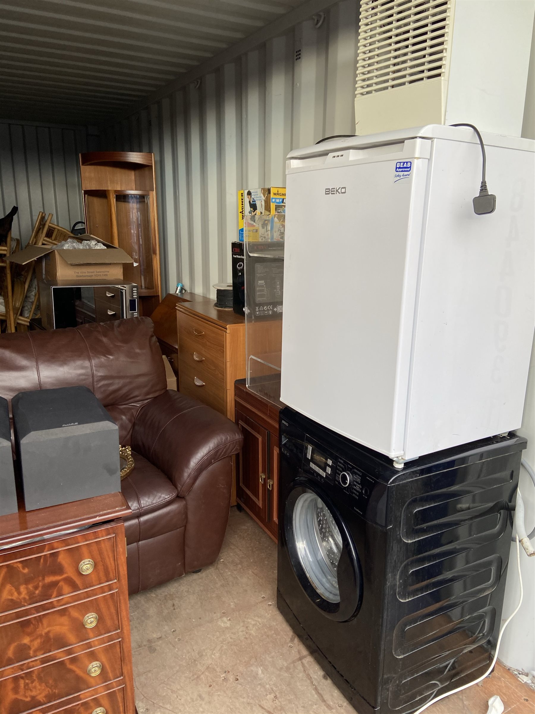 Container Contents Auction - entire container contents to include chest freezer, washers, fridge, pine furniture, leather chair, microwaves, cane conservatory suite and much more.
Location: Duggleby Storage, Scarborough Business Park YO11 3TX Viewing: Strictly by appointment call 01723 507111. Please note: all contents must be removed by Friday 11th December, items not collected by this time will be disposed of or resold on behalf of David Duggleby Ltd. This does not include the container.