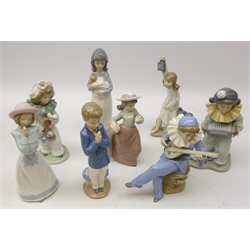  Eight Nao figures including two figures with musical instruments, Child Pierrot and other children (8)  