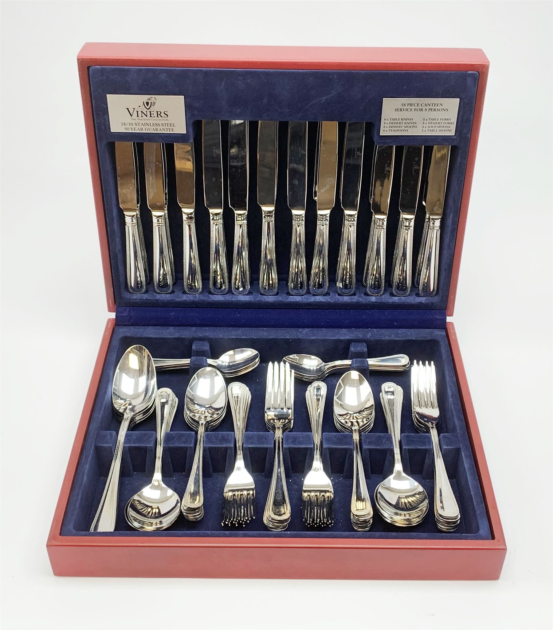A canteen of Viners Stainless Steel cutlery for twelve place settings. 