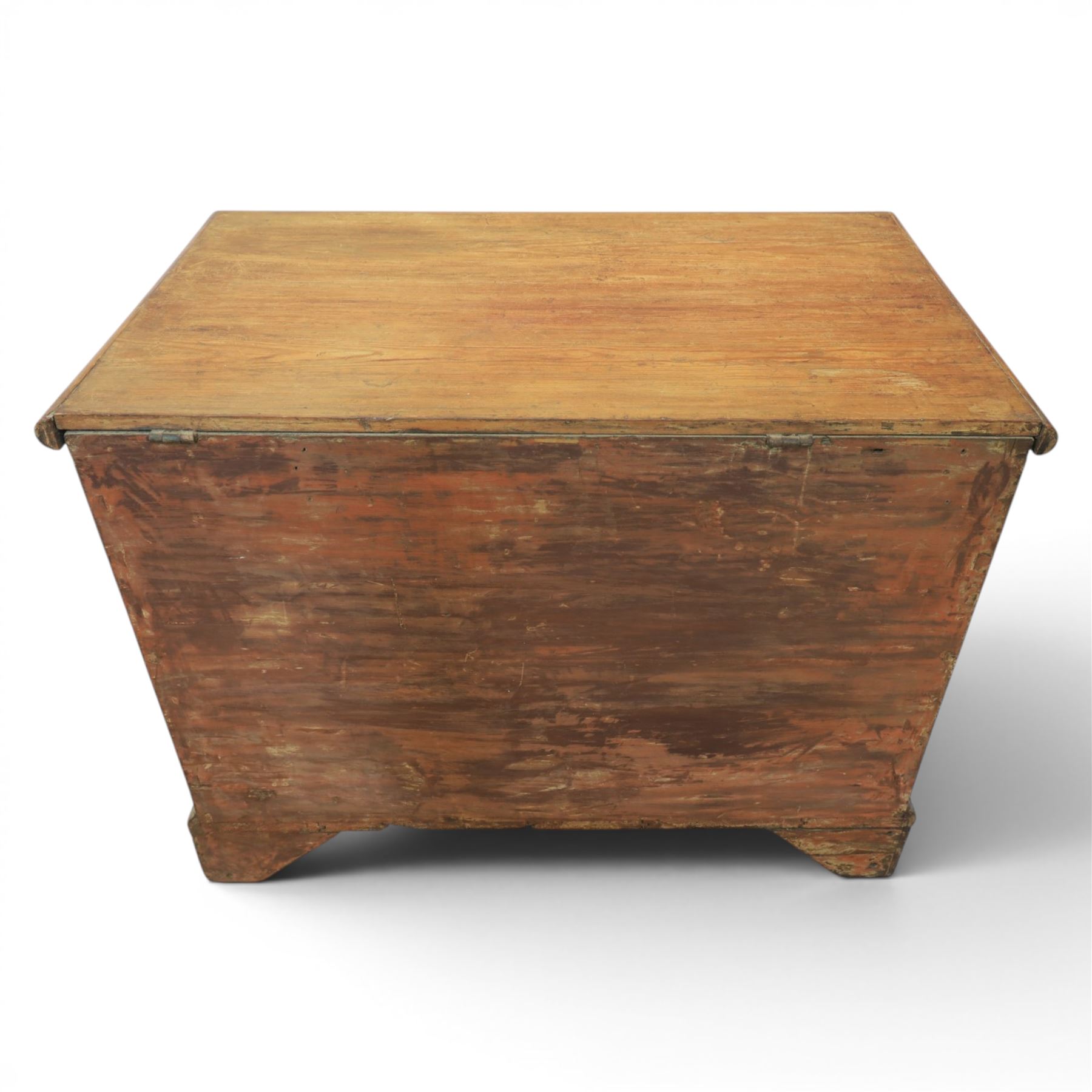 Victorian stained pine converted chest, fitted with two drawers, twin carrying handles, raised on bracket feet