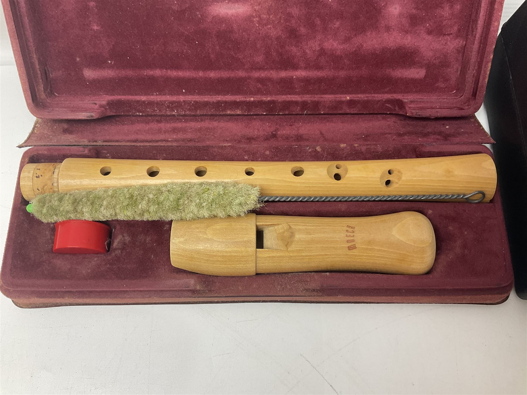 Three wooden recorders - 1970s Schotts 'Concert' three-piece tenor; 1990s Dolmetsch treble, cased; and 1980s Moech descant, cased (3)
