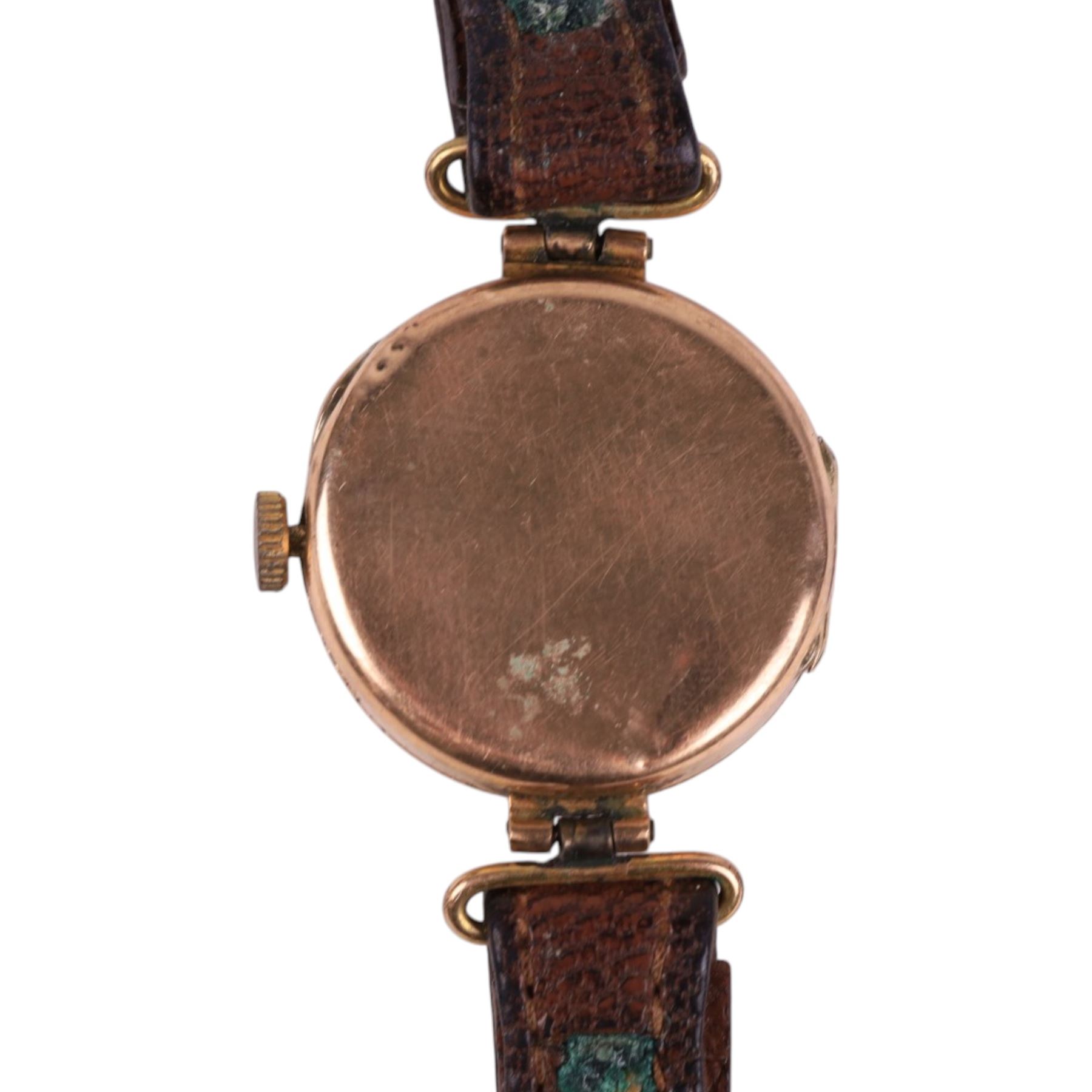 Two 9ct gold cased ladies wristwatches, comprising Excalibur on a gilt metal strap and one on a leather strap