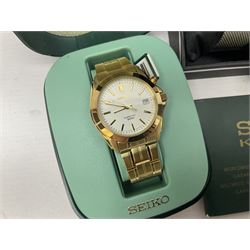 Four gentlemans wristwatches including Seiko Kinetic 50M, Pulsar, Sekonda and Constantin Quartz, boxed, together with a ladies Accurist wristwatch
