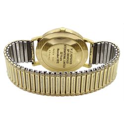 Certina blue ribbon 9ct gold gentleman's automatic presentation wristwatch, with date aperture, London import marks 1973, on expanding gilt strap