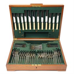 Canteen of silver plated cutlery for six covers by Cobb & Co with bone handled knives mark...