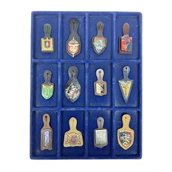 Twelve French military metal badges moun