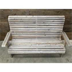 Wooden slatted garden bench