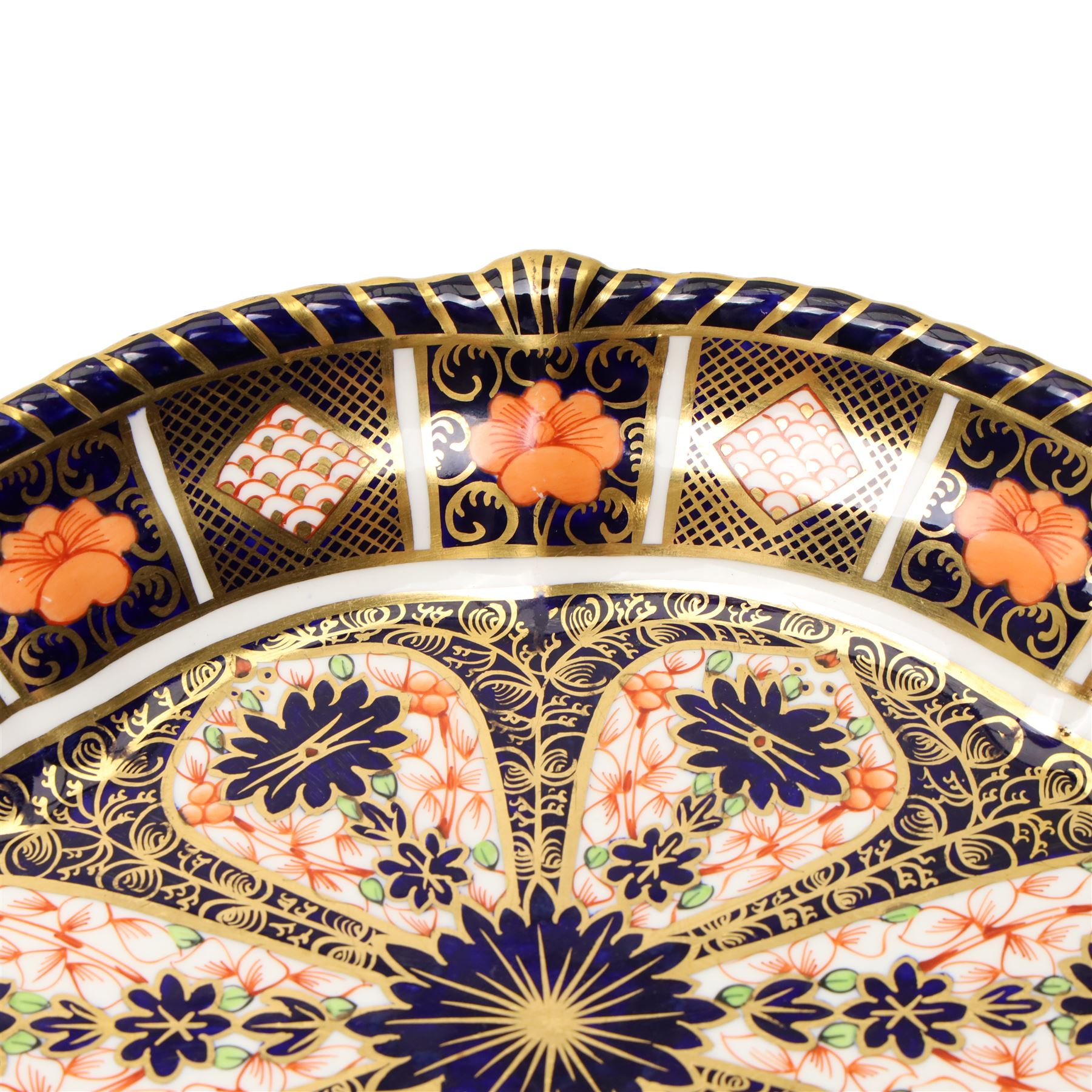 Royal Crown Derby pattern 1128 dessert dish, date mark for 1919 