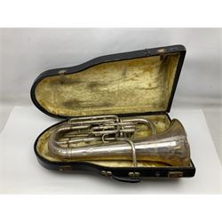 Boosey & Co Class A silver plated four-valve euphonium, serial no.117918 L62cm; in carrying case