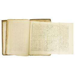 Limiers, Henri-Philippe de - 'Annales de la Monarchie Francoise', published Chez L'Honore & Chatelain Amsterdam  1724, three volumes in one with engraved frontispiece, sixty three full page plates and seven fold out genealogical tables, red and black title pages, full calf