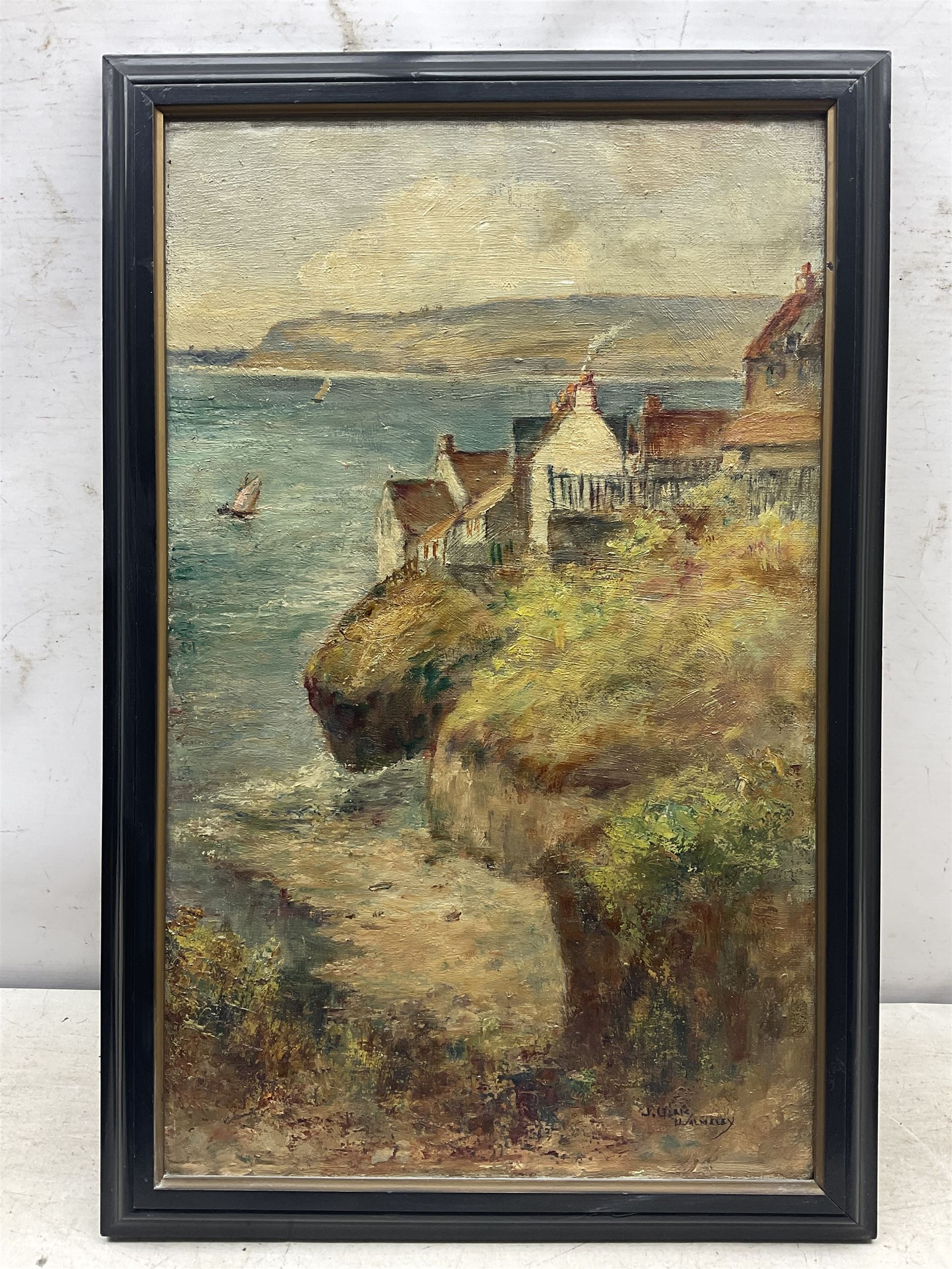 James Ulric Walmsley (British 1860-1954): Robin Hood's Bay, oil on canvas signed 54cm x 33cm 