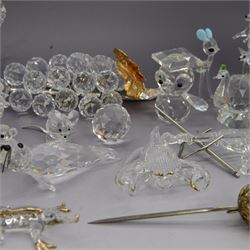Collection of  Swarovski and similar figures, including Seal, Cockerel, Koala, Turtle etc 