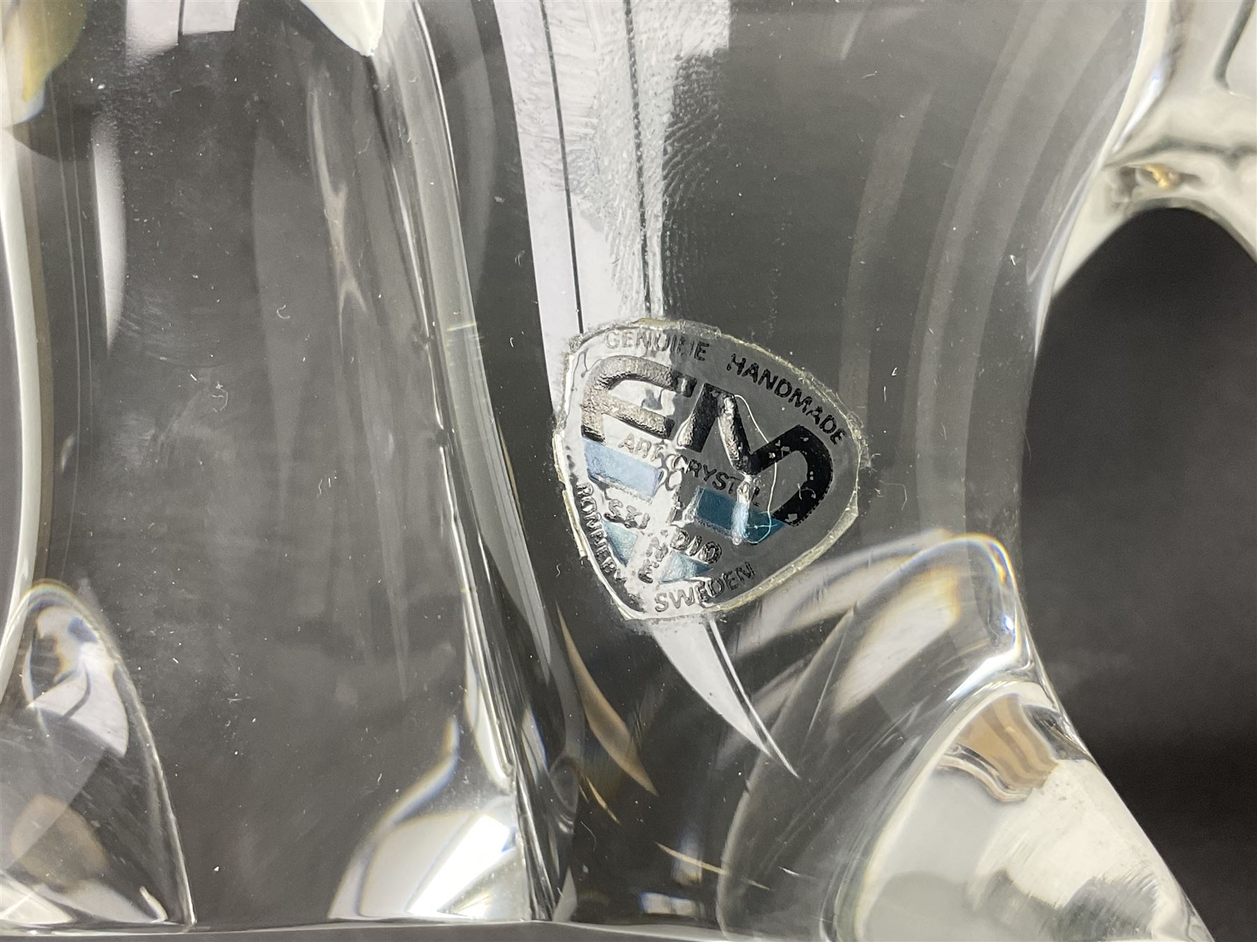 FM Ronneby Sweden large bear paperweight, together two glass penguins, one signed, small Hadeland bear and other glass animals. FM bear H9cm 