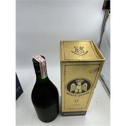 Mixed alcohol; Napoleon V.S.O.P brandy, Remy Martin V.S Grand Cru cognac and Martel VS cognac, various contents and proof (3)