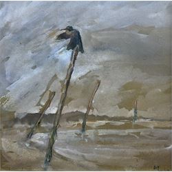 AL (British 20th Century): Trees in the Wind, watercolour indistinctly signed with initial...
