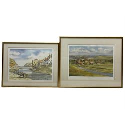 Kenneth W Burton (British 1946-): 'Staithes' and 'Goathland', two limited edition prints signed and numbered in pencil 25cm x 35cm and 25cm x 36cm (2)