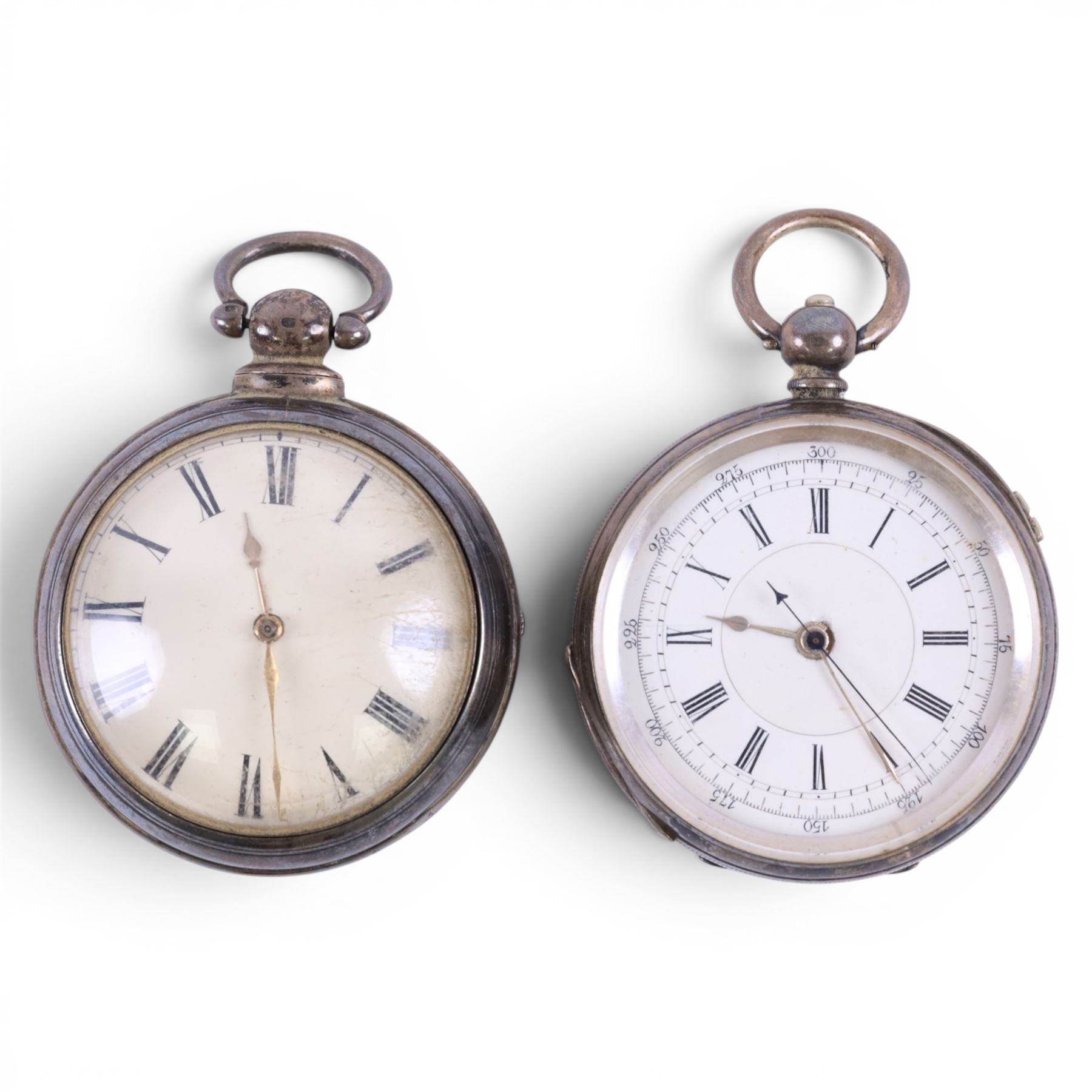 Victorian silver verge fusee pocket watch by Heckman, Cheadle, case makers mark RN, Birmingham 1854 and a silver chronograph pocket watch, case stamped 935 with Swiss hallmarks