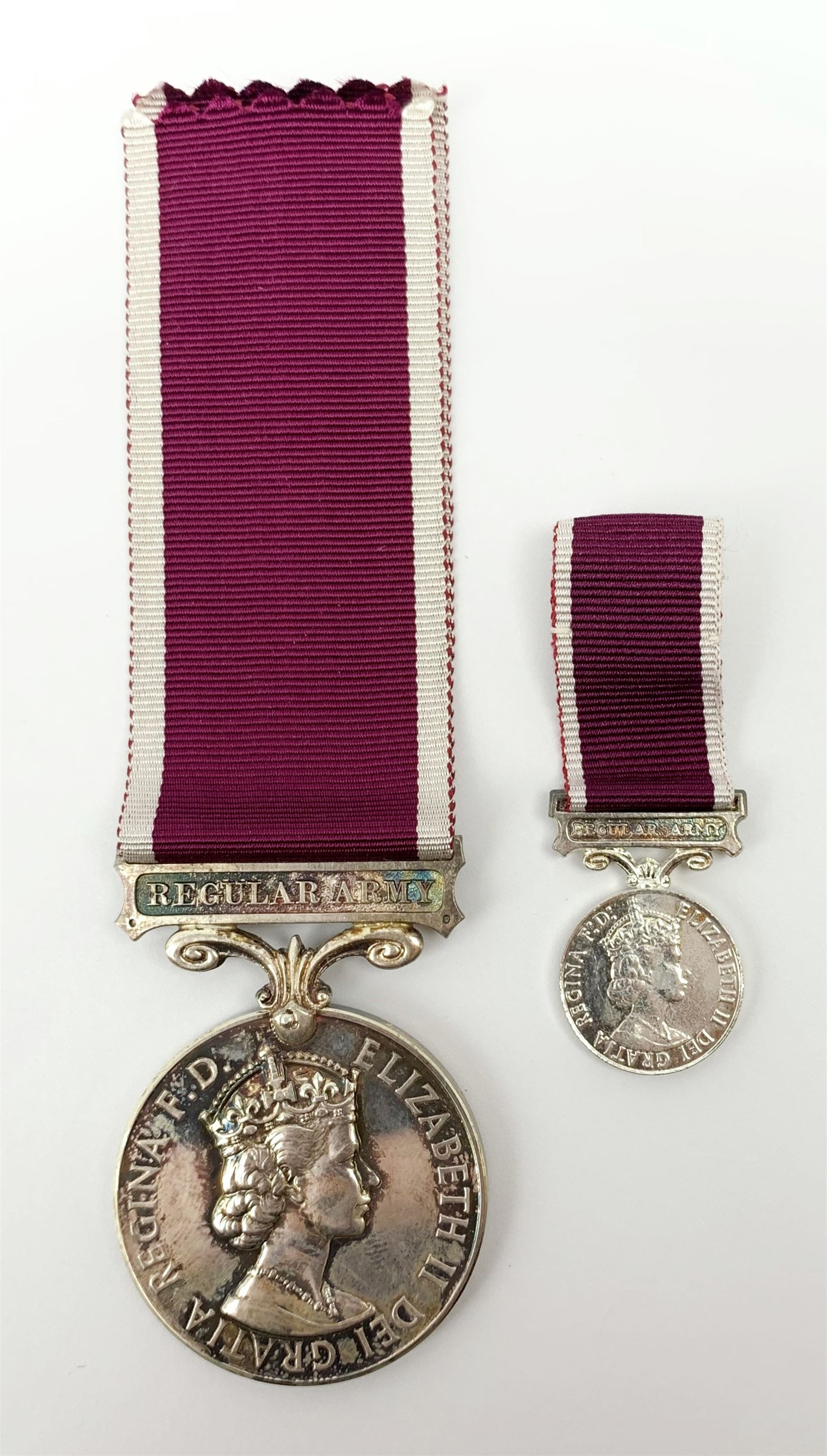 Queen Elizabeth II medal for Long Service and Good Conduct, awarded to '24312152 SGT J WILLOUGHBY RAMC', with unnamed miniature