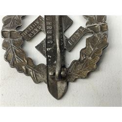 Two WW2 German Sports badges - SA sports badge marked verso 'W.Redo Eigentum D. Obersten SA. Fuhrung Saar Lautern'; and DRL sports badge marked verso 'Wernstein Jena D.R.G.M. 35269' (2)