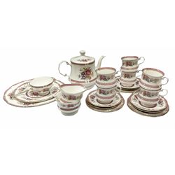 Queen's Richmond pattern tea set for six, plus one matching teacup 