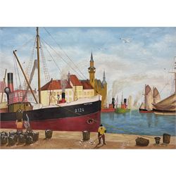 Libbrecht (Belgian Naïve School 20th century): 'Oostende', oil on canvas signed, titled and dated 1989 verso 48cm x 69cm