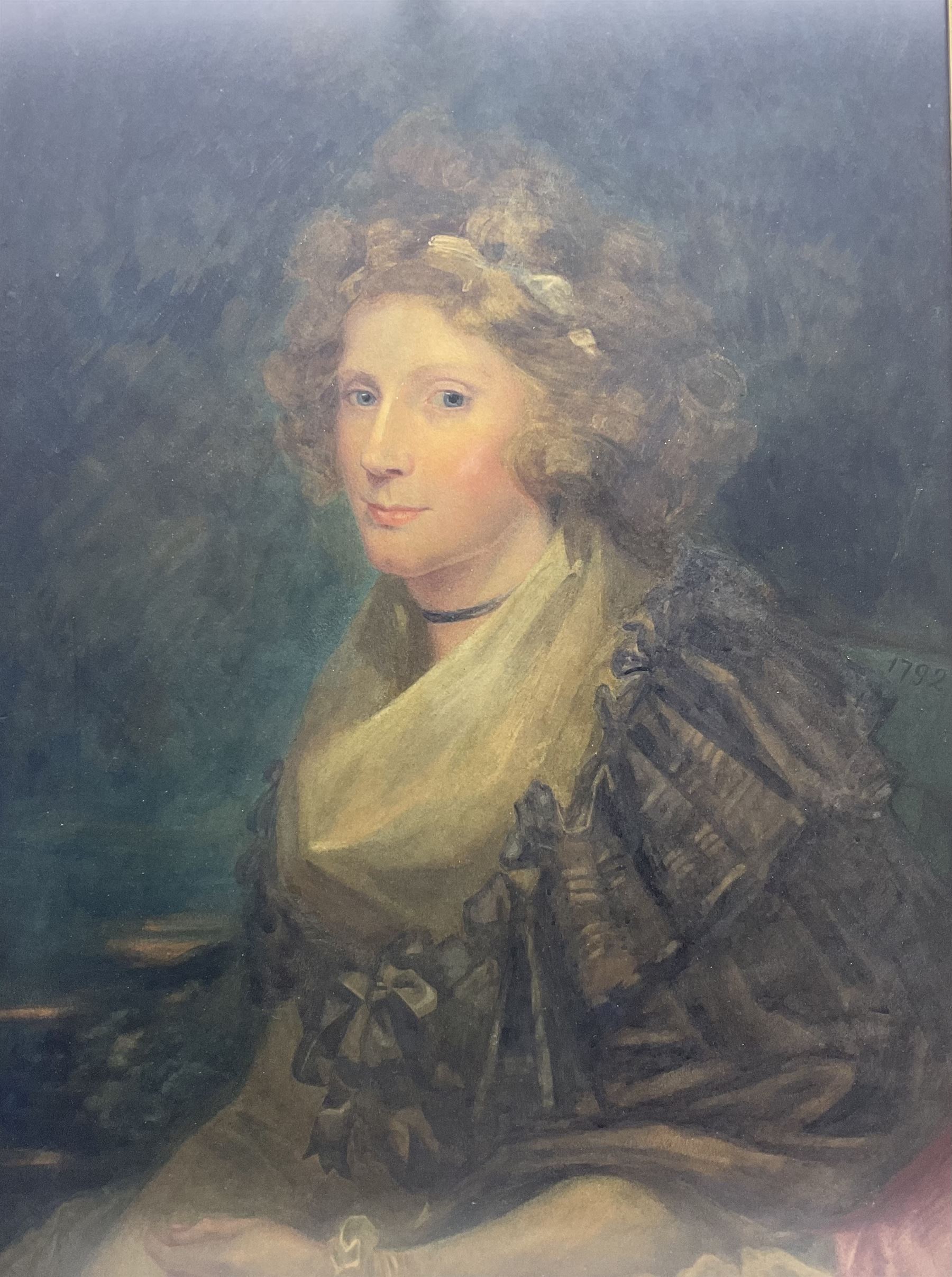 Beatrice Hill (British late 19th/early 20th century) after George Francis Joseph (Irish 1764-1846): Portrait of 'Elizabeth Rigge nee Brawn', inscribed and dated 1897 verso 75cm x 55cm