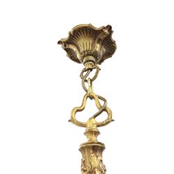Early 20th century Rococo Revival gilt bronze six branch chandelier
