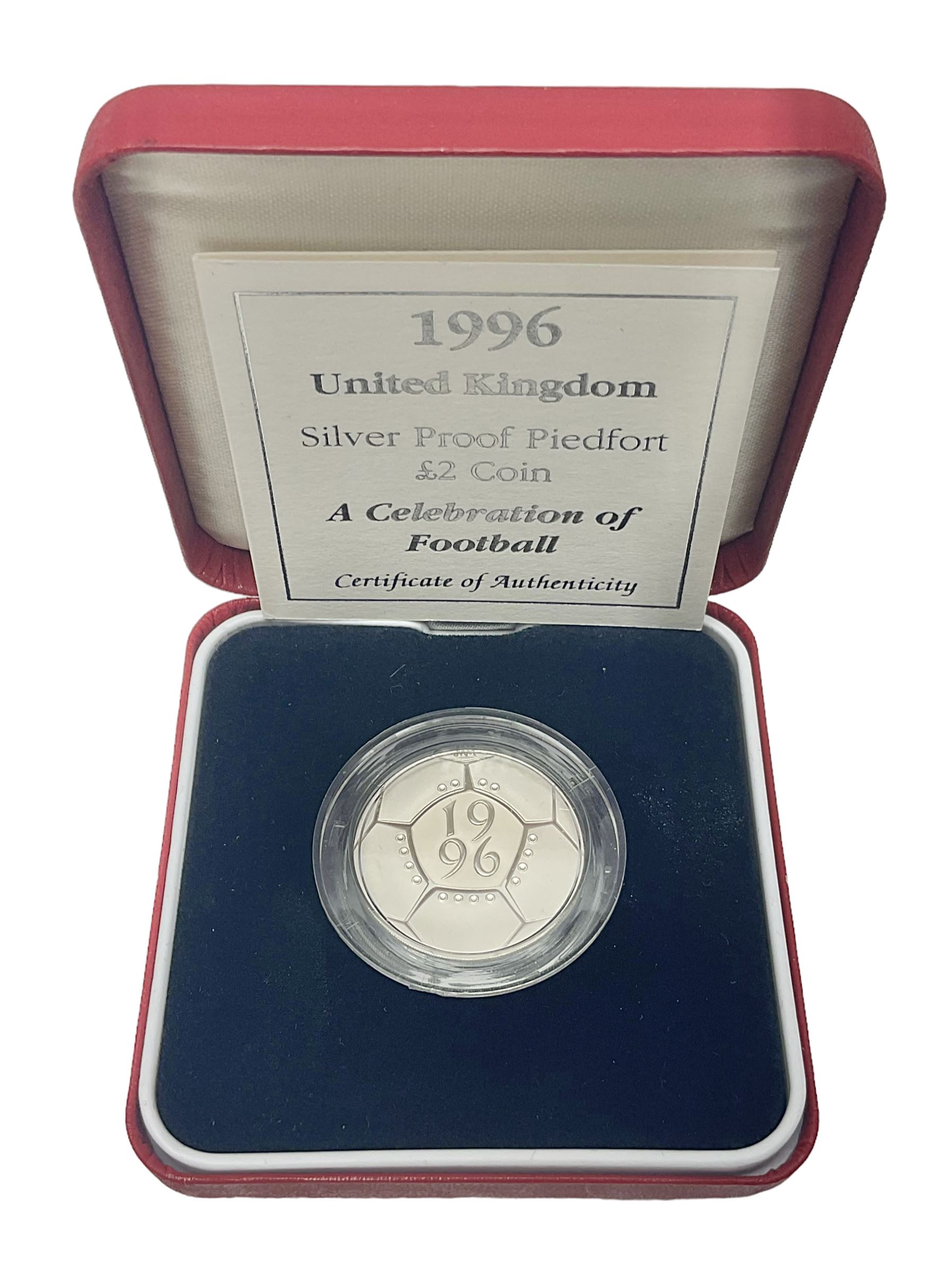 The Royal Mint United Kingdom 1996 'A Celebration of Football' silver proof piedfort two pound coin, cased with certificate