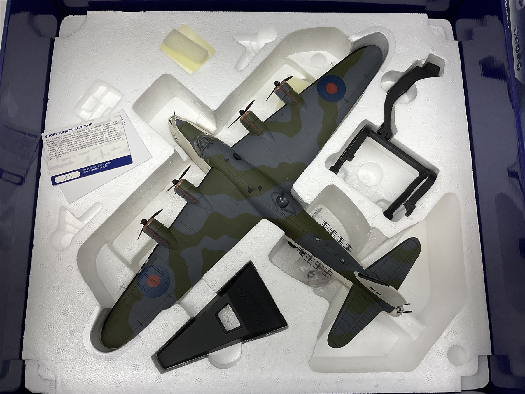 Corgi Aviation Archive - limited edition AA27501 1:72 scale model of Short Sunderland Mk.III bomber No.0222/3000, boxed with certificate card