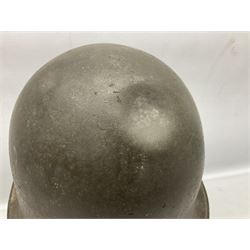 French Algerian War Red Cross steel helmet, marked 'CP ICA Esperaza 1955'; green finish with crudely painted Red Cross logo to the front