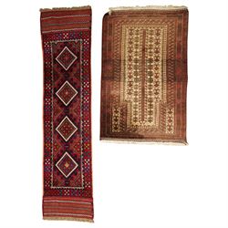 Two hand-knotted rugs, comprising Persian runner and Turkoman prayer rug, Persian hand-kno...