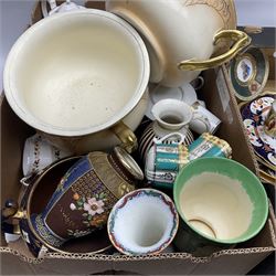 Quantity of Victorian and later ceramics to include Royal Kent 'Golden Glory' pattern tea service, imari pattern bowls, vases, plates etc in two boxes